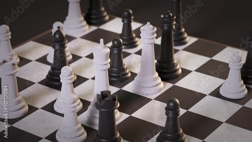Chessboard animation 3D moving pieces photo