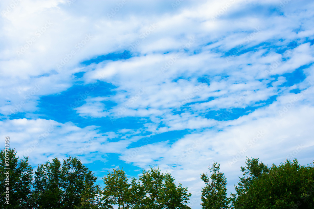 Blue sky background with clouds. High quality photo