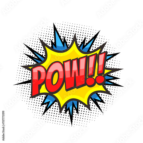 Pow text dialog expression comic pop art style