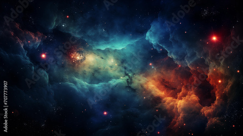 Galaxy background illustration. Space scene with planets, stars, galaxies and Nebula