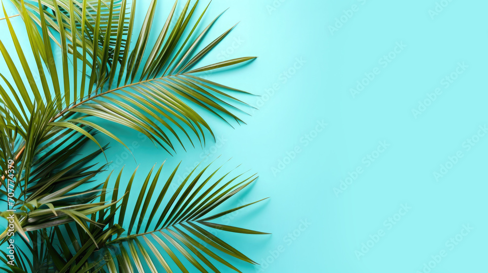 Palm branch on a sky blue background. Palm Sunday background. Palm branch on a sky blue background. Palm Sunday background.