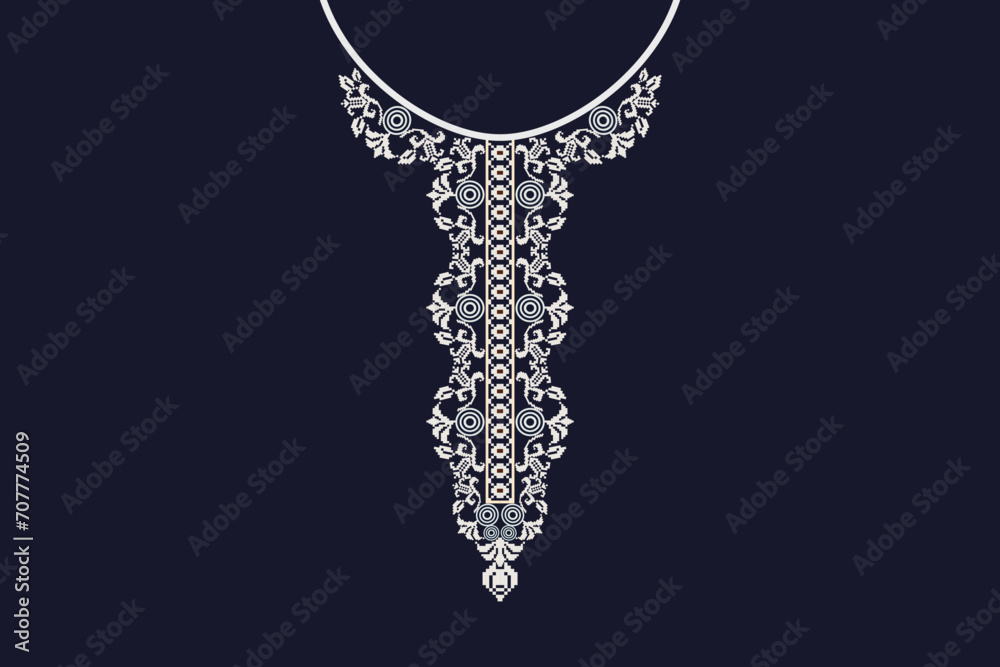 Fototapeta premium Flower neckline on dark background