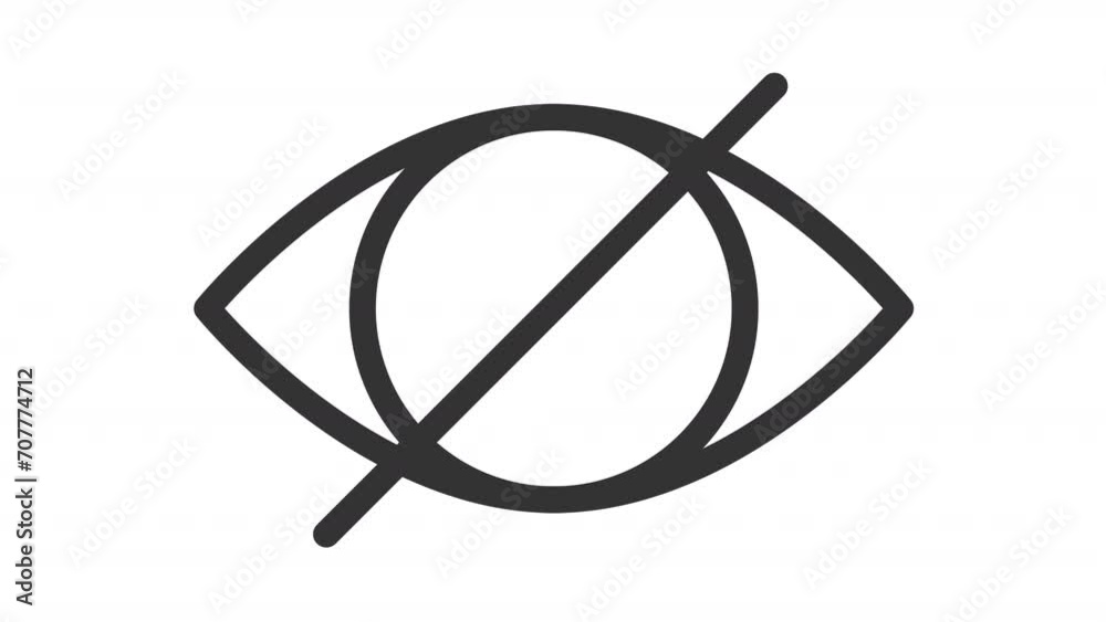 Animated no view icon. Hidden content line animation. Hide password. Privacy settings. No access to view. Black illustration on white background. HD video with alpha channel. Motion graphic Animated no view icon. Hidden content line animation. Hide password. Privacy settings. No access to view. Black illustration on white background. HD video with alpha channel. Motion graphic