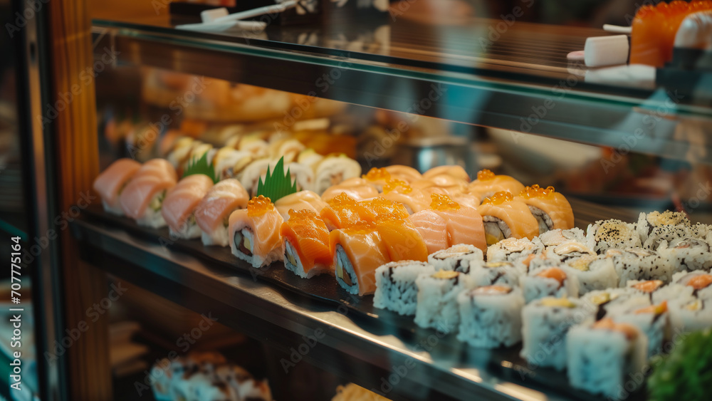 The Art of Displayed Roll Sushi
