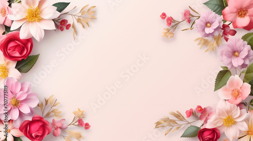 Pink rose composition background, decorative flower background pattern, floral border background © ma