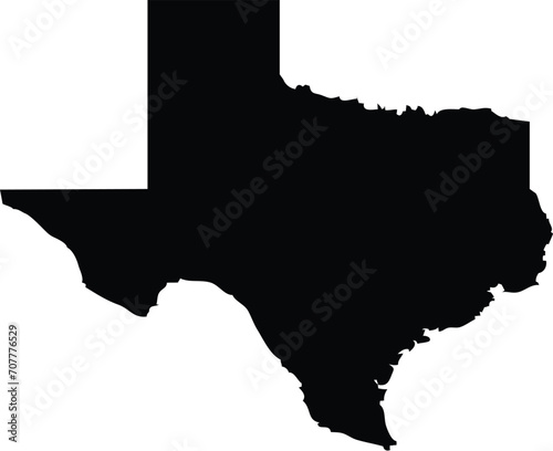 Black Map of US federal state of Texas