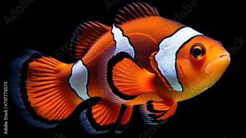 Vibrant Clownfish Against a Dark Aquatic Background