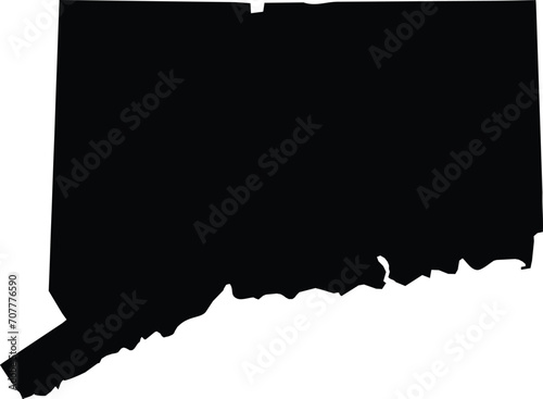 Black Map of US federal state of Connecticut