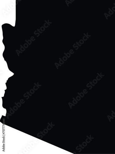 Black Map of US federal state of Arizona