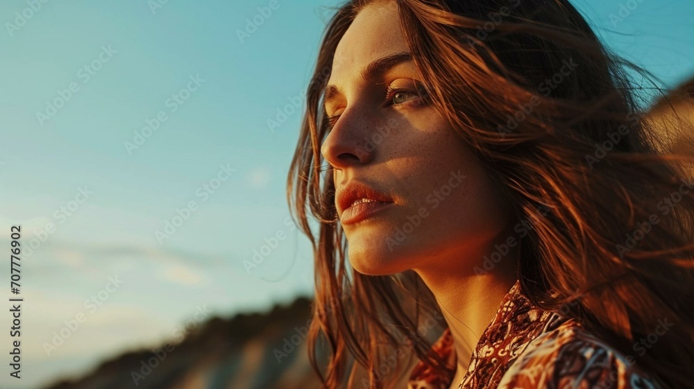 portrait of a woman in the sunrise