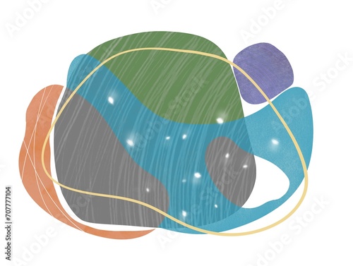 Trendy abstract art templates. Hand drawn various shapes and designs. Pastel shades