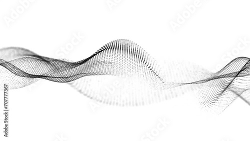 Abstract digital black particle dots wave on lights background. Abstract wave technology on white background with light digital effect corporate concept
