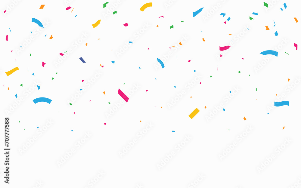 Vector colorful confetti on the transparent background, birthday, party, holiday, Celebration, confetti, decoration, luxury, symbol, congrats, vector - obrazy, fototapety, plakaty 