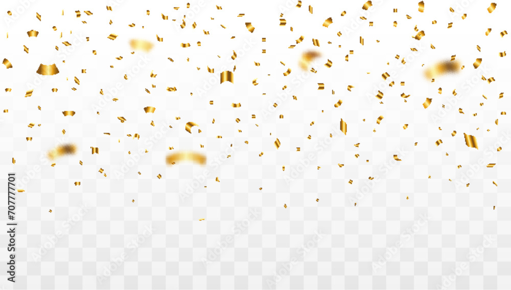 Falling vector confetti on a transparent background. luxury greeting rich card. Celebration Confetti Abstract Background. birthday, party, holiday, Celebration,