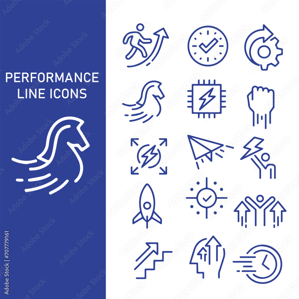 performance line icon vector design set