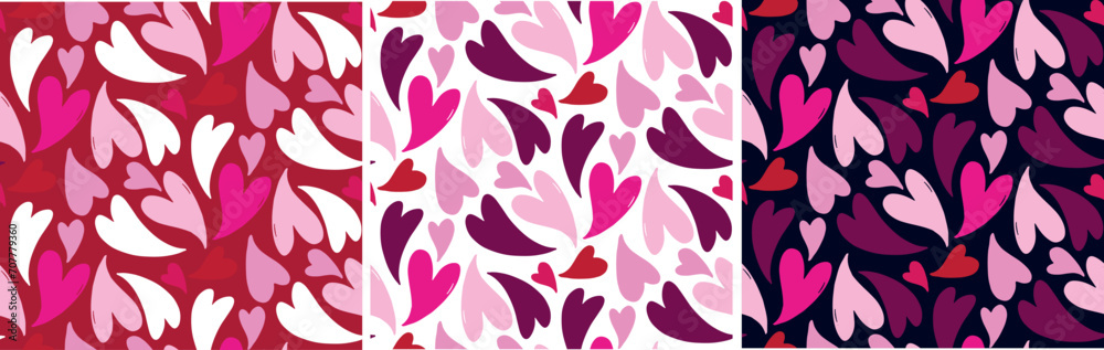 Hand drawn doodle heart pattern background. Love you pattern. 100% vector file
