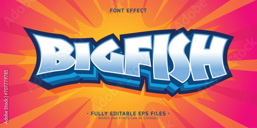 editable vector 3d extrude text effect with fish shape