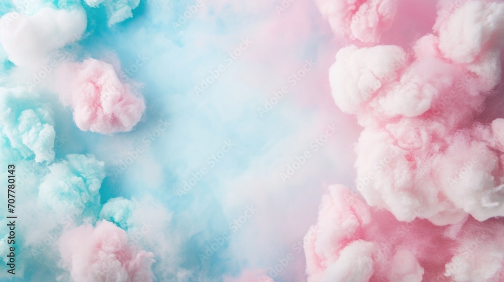 Fototapeta premium Cotton Candy Delight background with copy space.