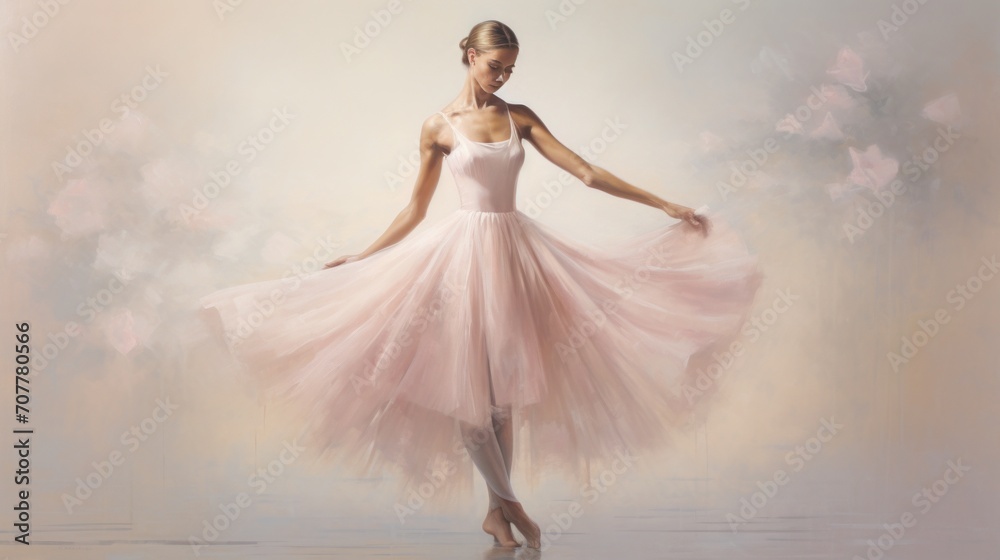 Naklejka premium Dance of Shadows: A ballet dancer's silhouette is cast against a textured background.