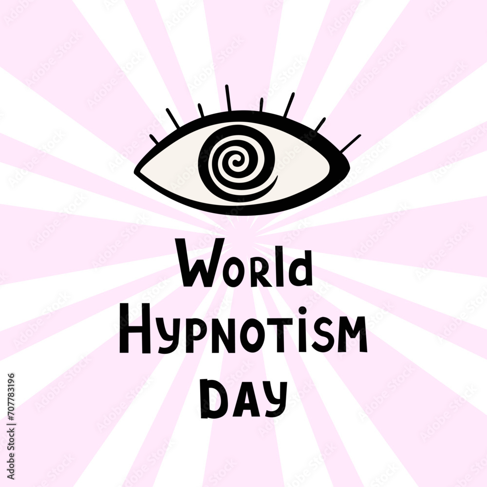 World Hypnotism Day, hypnotic eye. Vector Illustration for printing, backgrounds, covers and packaging. Image can be used for greeting cards, posters and stickers. Isolated on white background. World Hypnotism Day, hypnotic eye. Vector Illustration for printing, backgrounds, covers and packaging. Image can be used for greeting cards, posters and stickers. Isolated on white background.