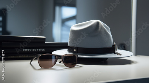 Police Hats and Sunglasses on Dresser
