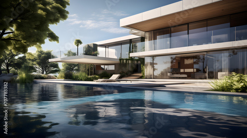 Luxury modern home with backyard swimming pool  © Omid