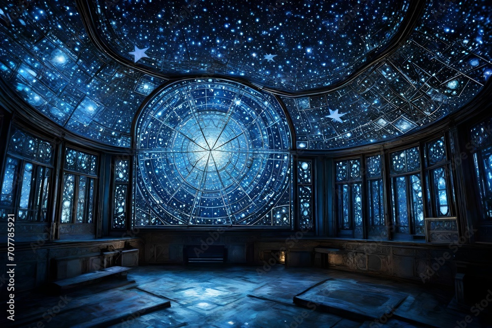 Obraz premium Within an astral observatory, luminous chronicles are inscribed in the celestial sky.