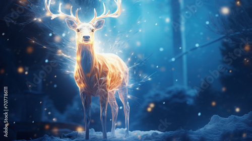 Majestic Deer in Enchanted Winter Forest #707786111