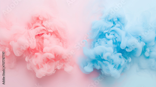Pink and blue smoke bomb explosion background for gender reveal, boy or girl, pregnancy, baby, oh baby party photo