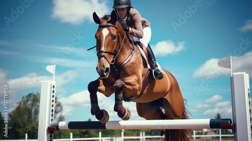 Equestrian Jumping Obstacle on Horseback © Polypicsell