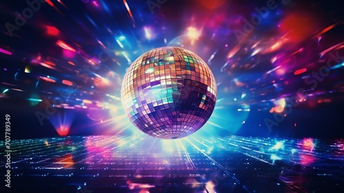Futuristic Disco Ball Illumination. Generative ai photo