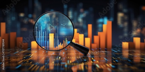 In-Depth Financial Data Analysis Through Magnifying Glass. Generative ai photo