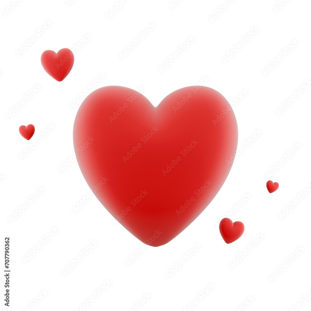 Red heart shape isolated  3d rendering