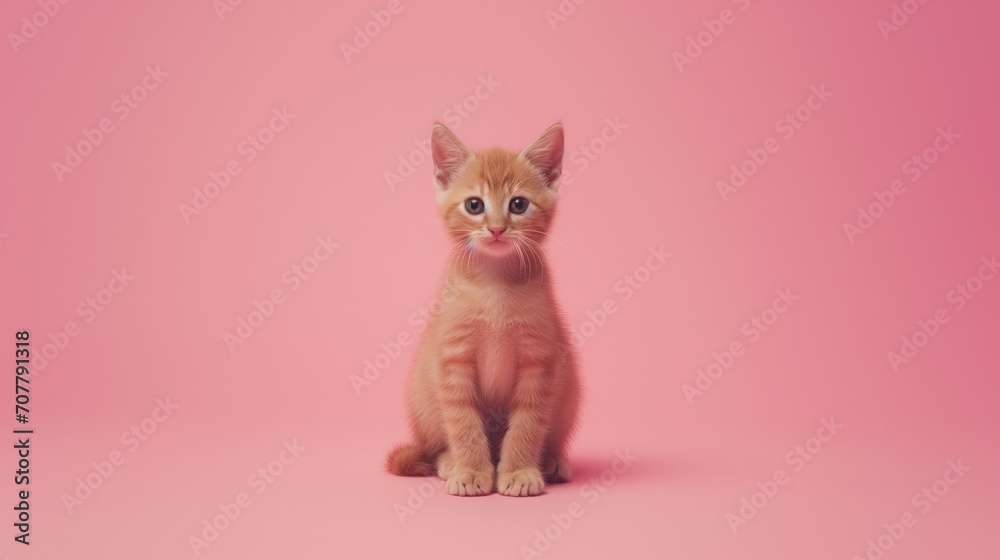 A cute cat stands on a simple background. A cute cat stands on a simple background.