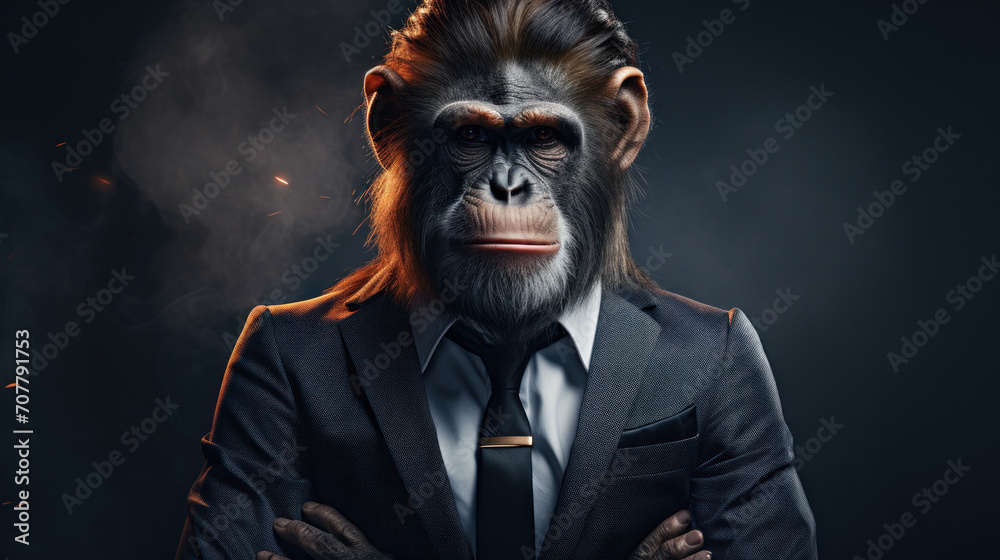 Elegant Chimpanzee in a Tailored Business Suit
