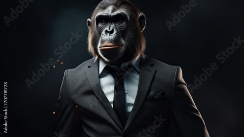 Elegant Chimpanzee in a Tailored Business Suit
