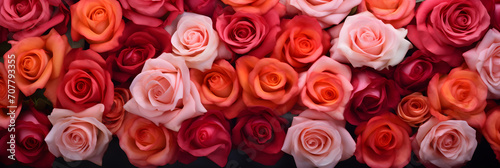 Beautiful rose flowers background. top view  Red rose flower wall background. 