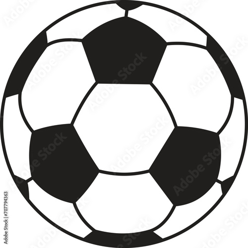 Fototapeta Naklejka Na Ścianę i Meble -  Simple drawing of a soccer ball. The black ball is separated from the background.