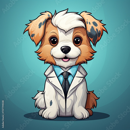 cute dog clip art who wearing doctor suit 