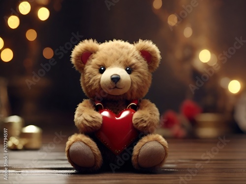 toy, bear, holding a heart in its paws