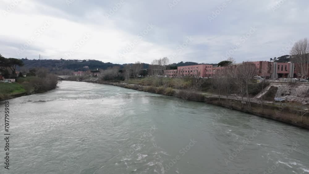 Rome, view of Tiber river from ponte Milvio - Italy Rome, view of Tiber river from ponte Milvio - Italy