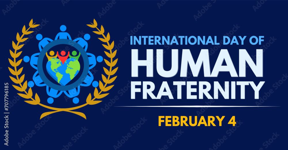 International Day of Human fraternity, February 4. Celebration banner 