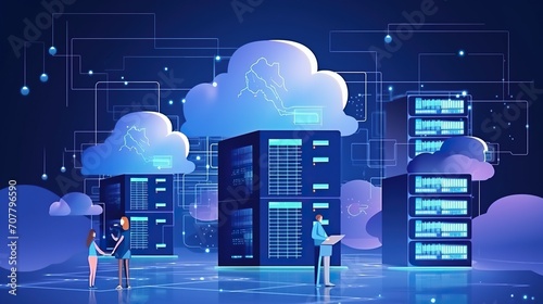 cloud synchronization server center data protection ,Modern cloud technology and network concept.internet data service. Web cloud technology business. network and database, internet center,