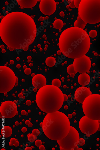3D rendered illustrations of round red blood cells floating through artery and veins Virology Biology Medical Science Concept Background