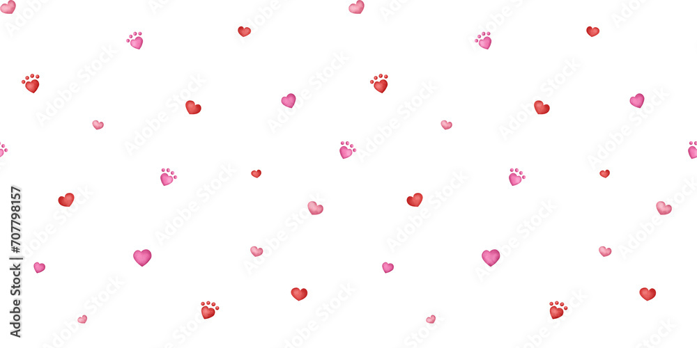 Seamless pattern. Cute hearts on the white background