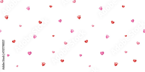Seamless pattern. Cute hearts on the white background