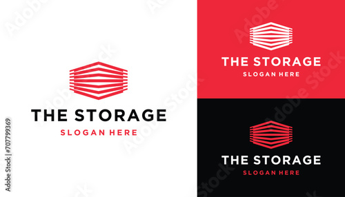 Simple Storage with Modern Hexagon Geometric Line Art Logo Design