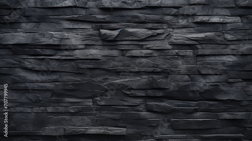 black stone texture pattern, abstract black stone pattern brick wall background. Black stone wall photo
