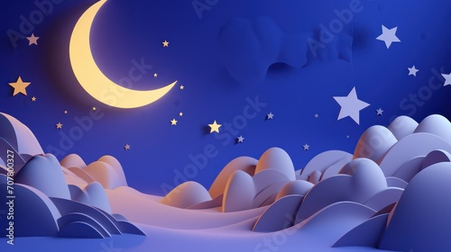 night sky and moon illustration