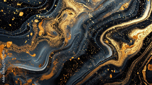 Marble abstract acrylic background. Marbling artwork texture. Agate ripple pattern. Gold powder. Ai generative.
